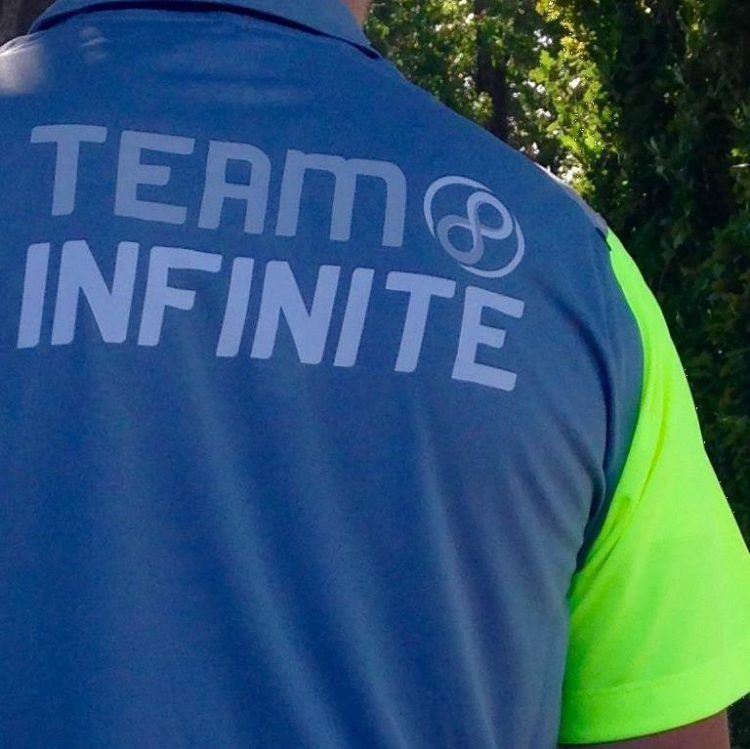 a player wearing a Team Infinite shirt