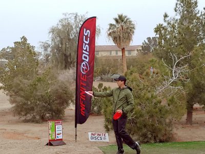 Paul McBeth prepares to Tee off on the Infinite Discs Course