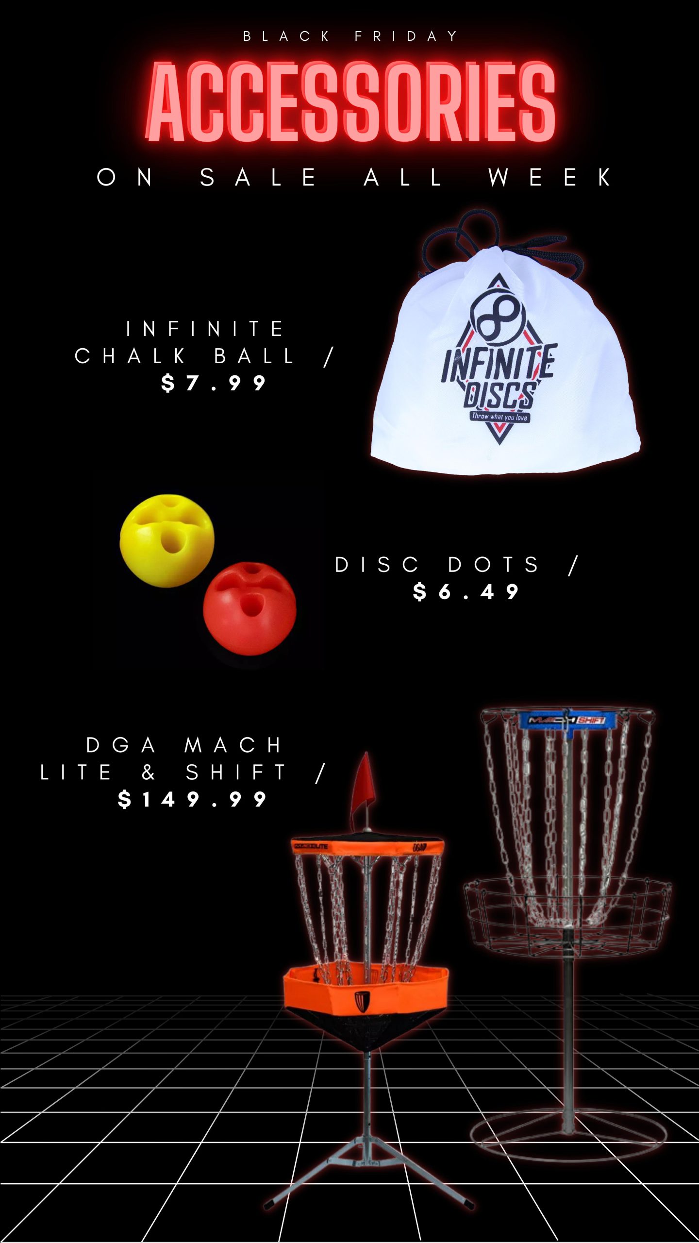 On sale accessories and disc golf baskets