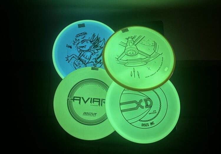 Several glow-in-the-dark discs