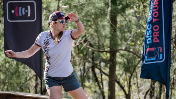 A female professional disc golfer.