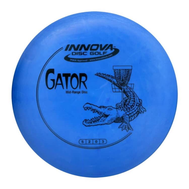 Blue Innova Gator disc golf disc.