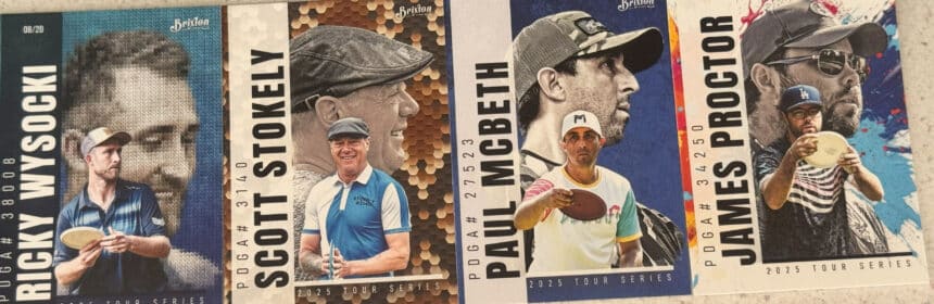 several Brixton disc golf cards